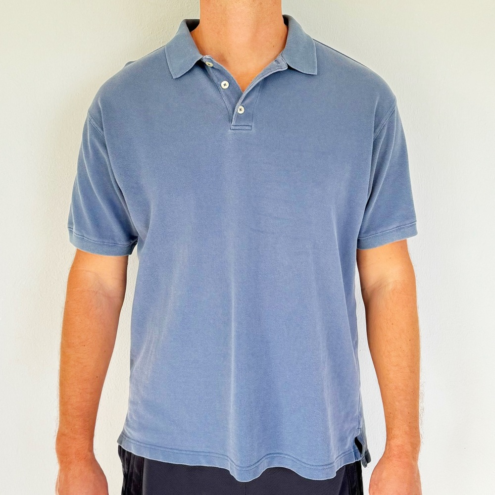 GAP slate blue short sleeve 100% cotton collared polo shirt size large